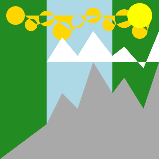 Waterfall in a Forest with Birds - DrawGPT