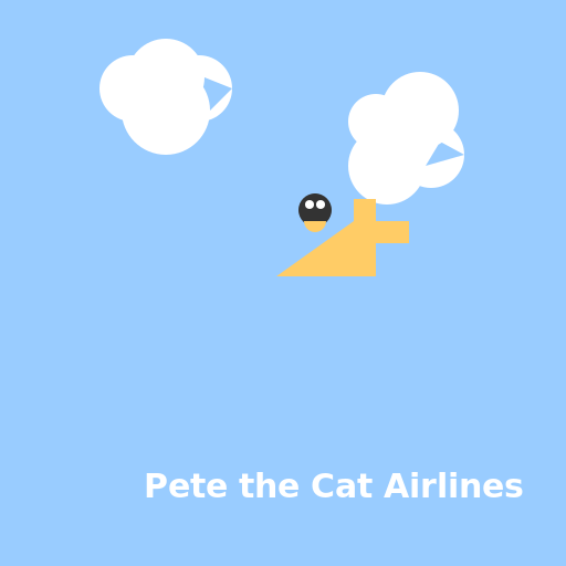 Cat Flying a Plane in the Style of Pete the Cat Series - DrawGPT