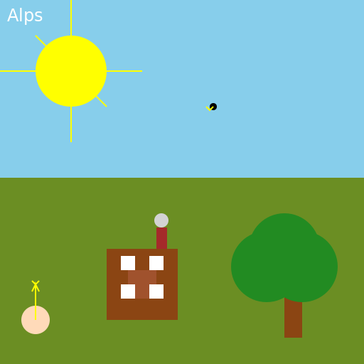 Drawing of a beautiful landscape of the Alps - DrawGPT