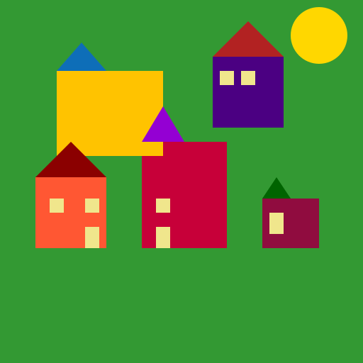 Neighborhood of colorful houses - DrawGPT