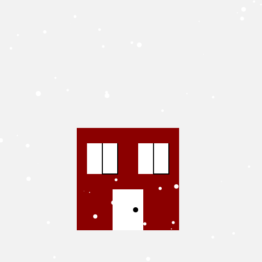 House with Door and Windows, No Chimney, Snow is Falling - DrawGPT