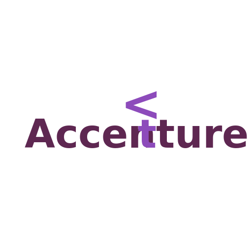 Purple Accenture Banner with '<' Symbol Above Letter T - DrawGPT