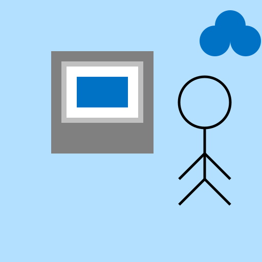 Stick Figure Person at their Computer with Purview Application on the Screen Connecting to Azure Cloud - DrawGPT