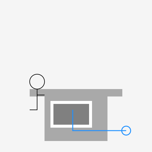 Stick Figure Man at his Computer Desk - DrawGPT