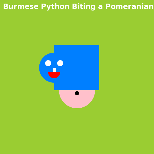 Burmese Python Biting a Pomeranian - DrawGPT