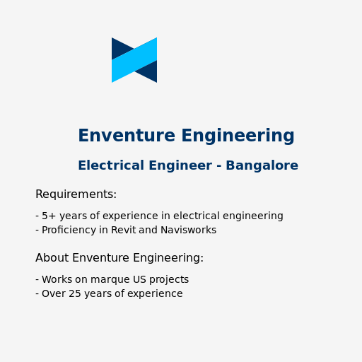 Enventure Engineering Job Post for Electrical Engineer role in Bangalore - DrawGPT
