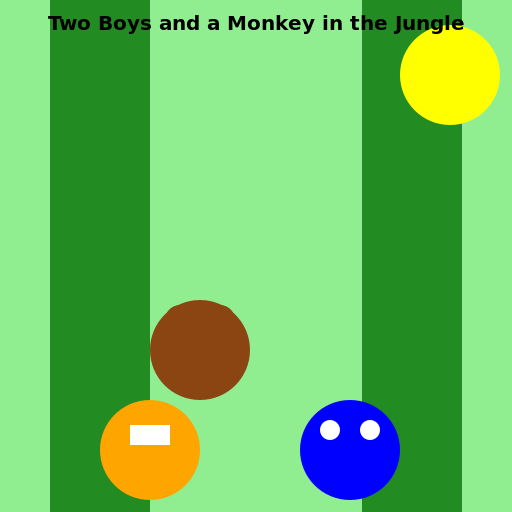 Two Boys and a Monkey in the Jungle - DrawGPT