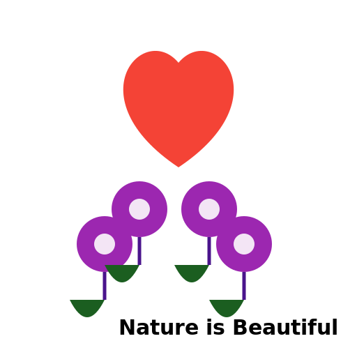 Purble Flowers and Hearts in Nature - DrawGPT