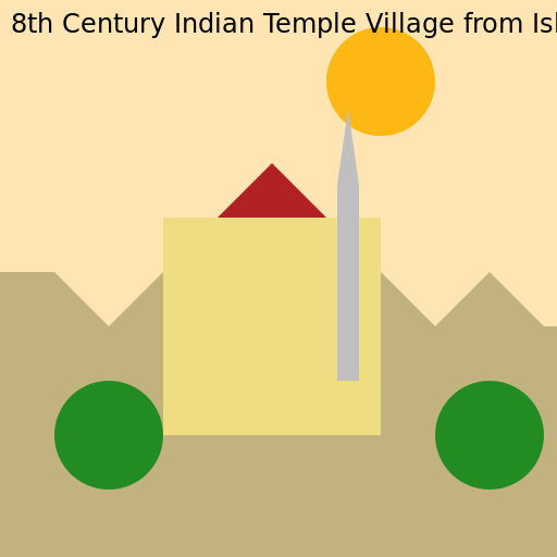 8th Century Indian Temple Village from Islamic Perspective - DrawGPT