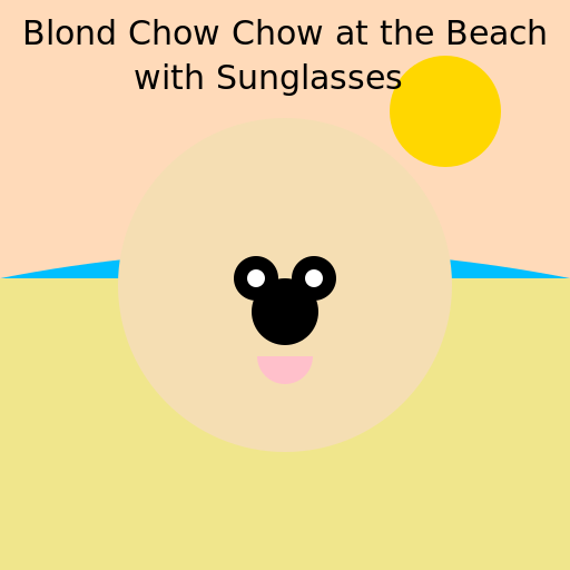 Blond Chow Chow at the Beach with Sunglasses - AI Prompt #29699 - DrawGPT
