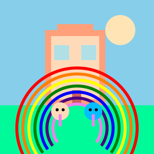 Boy and Girl Find Rainbow at Entrance of Magic Castle - AI Prompt #31139 - DrawGPT