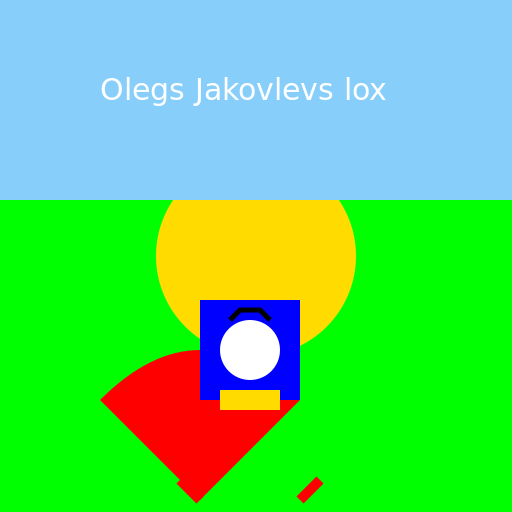 Superman flying over a beautiful green landscape, pointing towards the sky and saying 'Olegs Jakovlevs lox' - AI Prompt #32055 - DrawGPT
