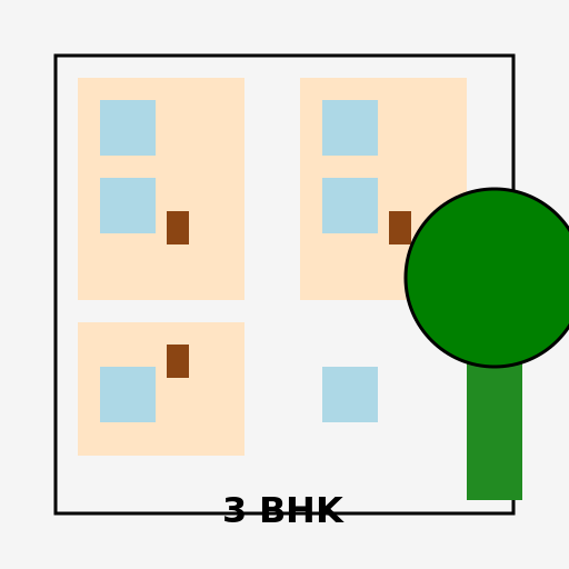 3 Bedroom House Plan - Indian Style - 1200 Sq Ft - DrawGPT