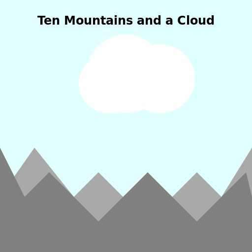 Ten Mountains and a Cloud - AI Prompt #35042 - DrawGPT