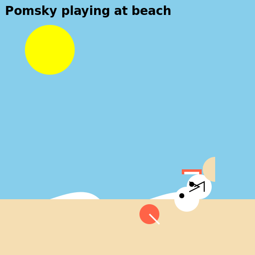 Pomsky playing at beach - AI Prompt #37630 - DrawGPT