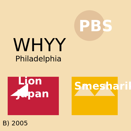 WHYY Philadelphia, PBS, Lion Japan and Smeshariki Logo with Copyright Year 2005 - AI Prompt #38017 - DrawGPT