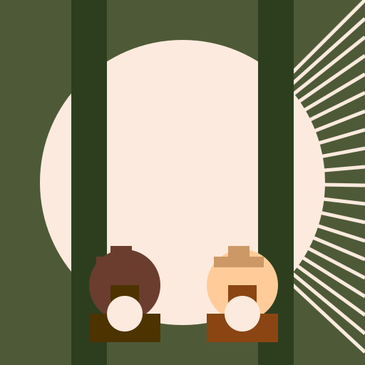 Cowboy and Cowgirl Riding into Sunset in a Forest - DrawGPT