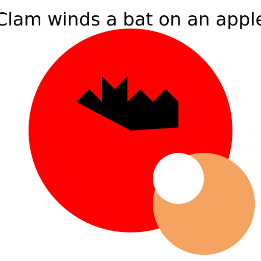 Clam winds a bat on an apple - DrawGPT