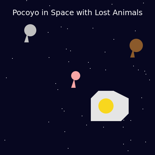 Pocoyo in Space with Lost Animals - AI Prompt #39209 - DrawGPT