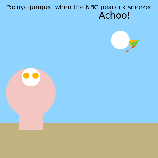 Pocoyo and the NBC Peacock - AI Prompt #39267 - DrawGPT