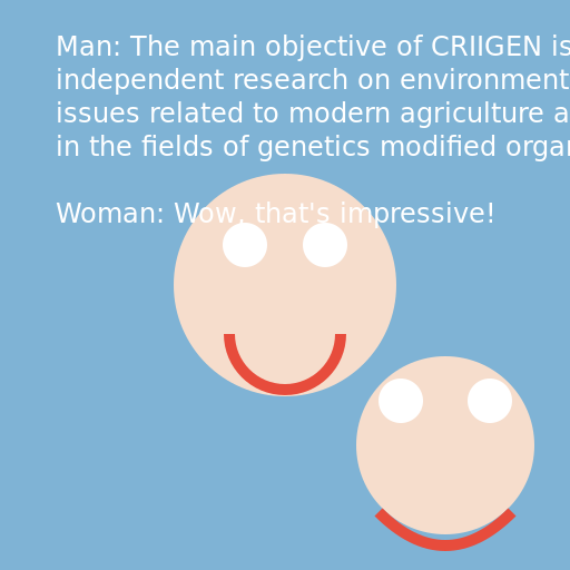 Happy Man and Surprised Woman discussing CRIIGEN's mission - AI Prompt #40031 - DrawGPT