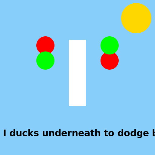 Letter I ducks underneath to dodge bombs - AI Prompt #40149 - DrawGPT
