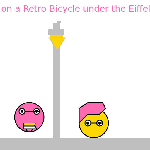Clown on a Retro Bicycle under the Eiffel Tower - AI Prompt #40680 - DrawGPT