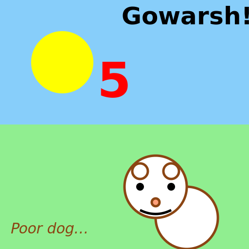 Dog gets hit by number 5 and says - AI Prompt #41832 - DrawGPT