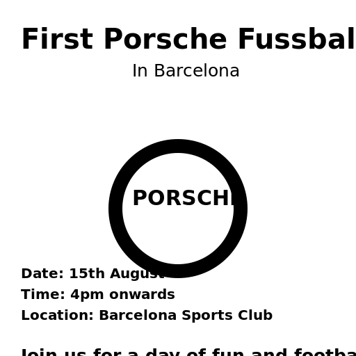 First Porsche Fussball Tournament in Barcelona Poster - AI Prompt #41872 - DrawGPT