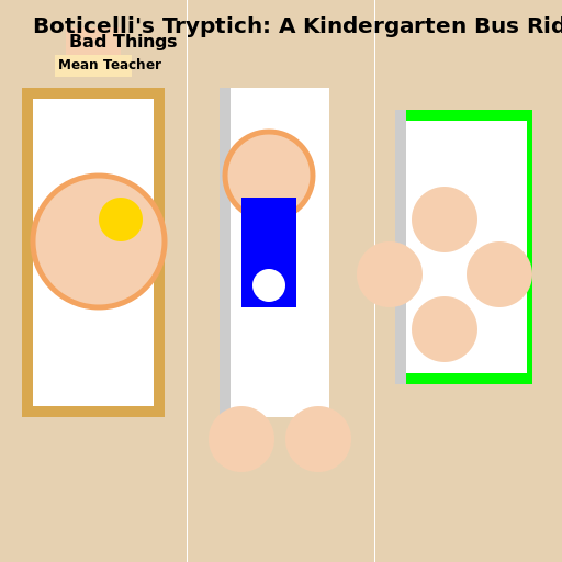 Boticelli's Tryptich: A Kindergarten Bus Ride - AI Prompt #42010 - DrawGPT