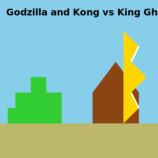 Godzilla and Kong team up against King Ghidorah - AI Prompt #43795 - DrawGPT