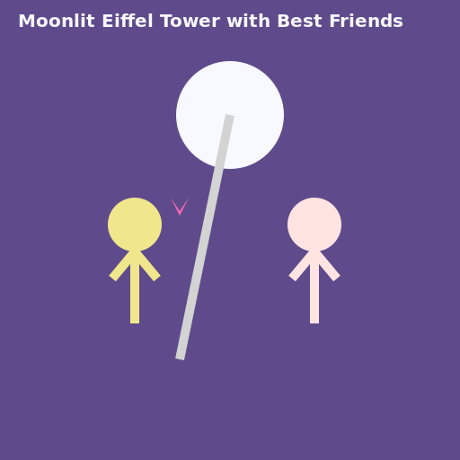 Moonlit Eiffel Tower with Best Friends - AI Prompt #44953 - DrawGPT