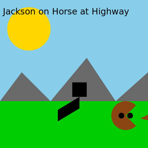 Jackson on Horse at Highway - AI Prompt #45034 - DrawGPT