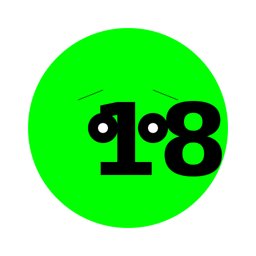 Green Circle with Eyebrows, Eyes, Pupils, and Number 18 in the Middle - AI Prompt #50584 - DrawGPT
