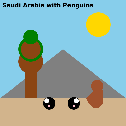 Saudi Arabia with Penguins - AI Prompt #51401 - DrawGPT