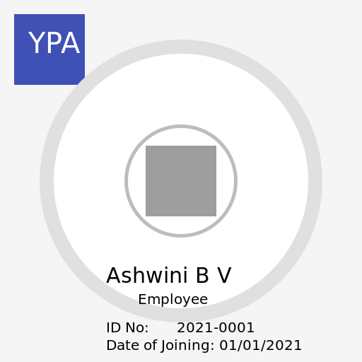 Y P Associate Employee ID Card for Ashwini B V - AI Prompt #53856 - DrawGPT