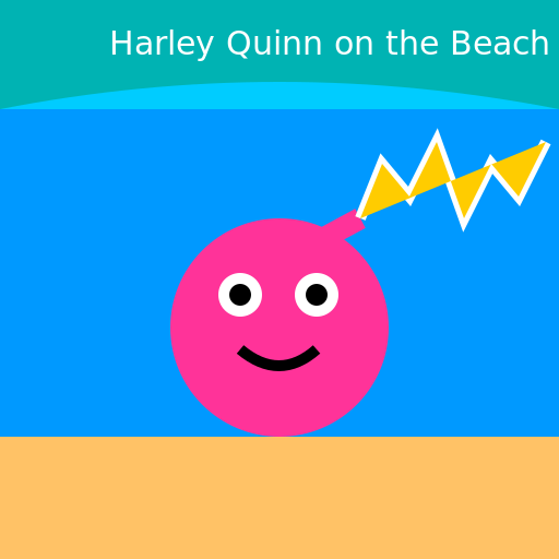 Harley Quinn enjoying ice cream on the beach - DrawGPT