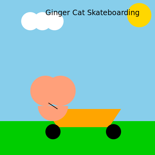 Ginger Cat Skateboarding - AI Prompt #57006 - DrawGPT