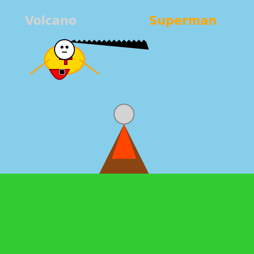 Cartoon Volcano and Superman - AI Prompt #57086 - DrawGPT