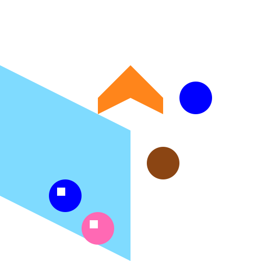 64 bit orange dude, white dude, blue dude, brown dude, blue bunny and pink bunny are on a rotating platform and says bah bah - AI Prompt #57970 - DrawGPT
