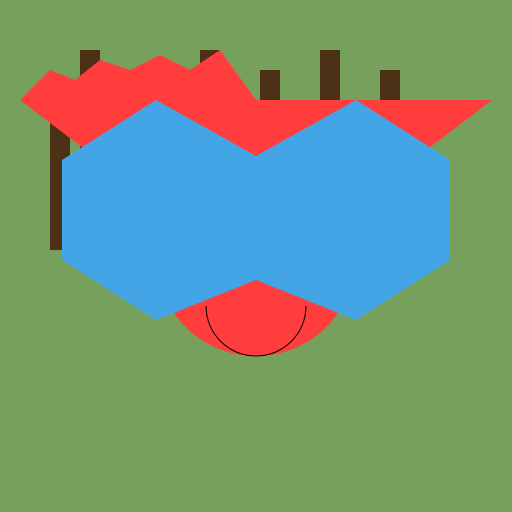 Smiling Devil Teenager with Blue Hair in a Forest - DrawGPT