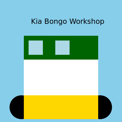 Small Kia Bongo truck with dual cab and rear cargo box - DrawGPT