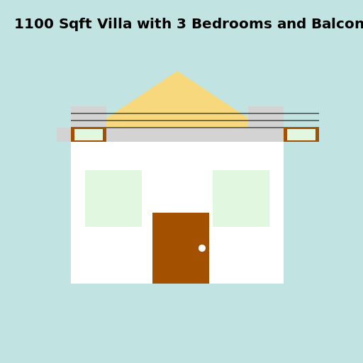 1100 Sqft Villa with 3 Bedrooms and Balcony - DrawGPT