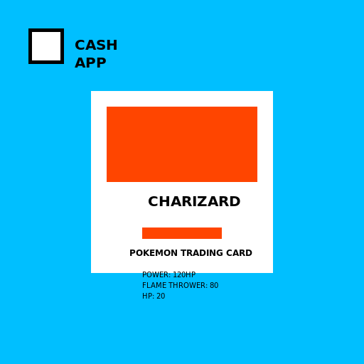 Charizard Pokemon card on a Cash App Cash Card - DrawGPT