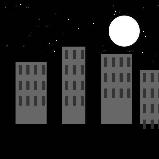 A Dark and Creepy Little Town at Night without Lights and with Shutters - DrawGPT