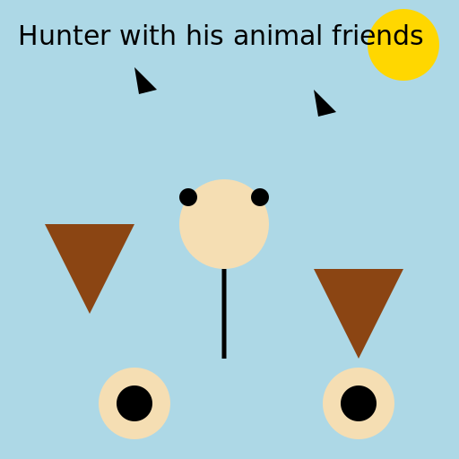 Hunter with his animal friends - DrawGPT