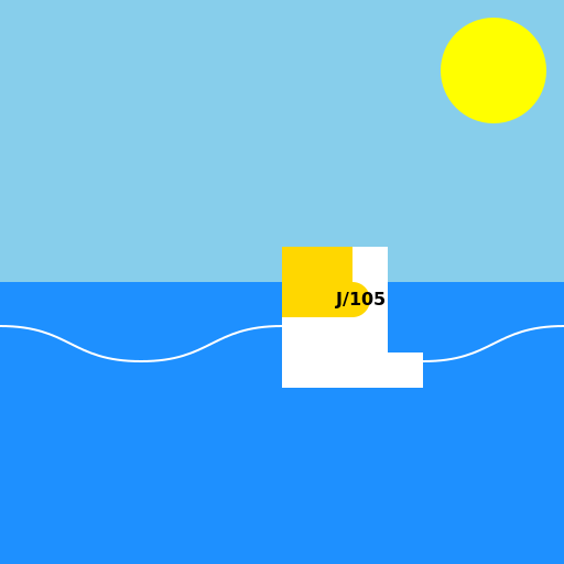 J105 sailboat racing on a sunny day - DrawGPT