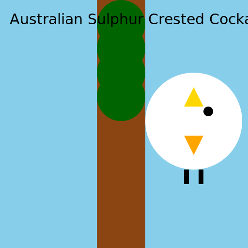 Australian Sulphur Crested Cockatoo on a Tree - DrawGPT