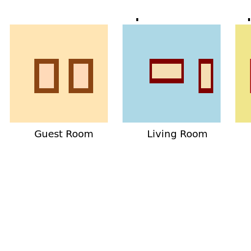 First Floor: Guest Room, Living Room, and Kitchen - DrawGPT