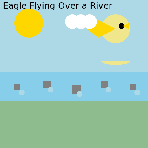 Eagle Flying Over a River - DrawGPT
